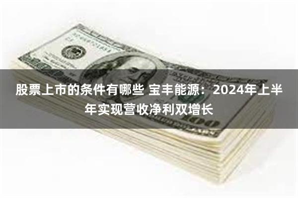 股票上市的条件有哪些 宝丰能源：2024年上半年实现营收净利双增长