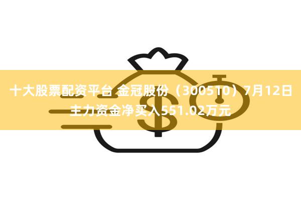 十大股票配资平台 金冠股份（300510）7月12日主力资金净买入551.02万元